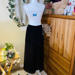 Slit skirt with butterfly spaghetti strapcroptop🦋